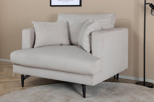 Sofia Beige Armchair | Velvet Upholstery with Nordic Design & Metal Legs