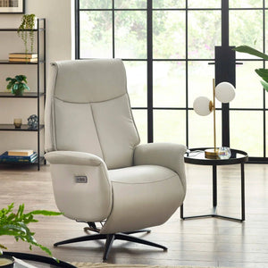 Sofia Grey Dual Motor Power Recliner Chair with USB Charging Port & Swivel Star Base - Sleek Furniture