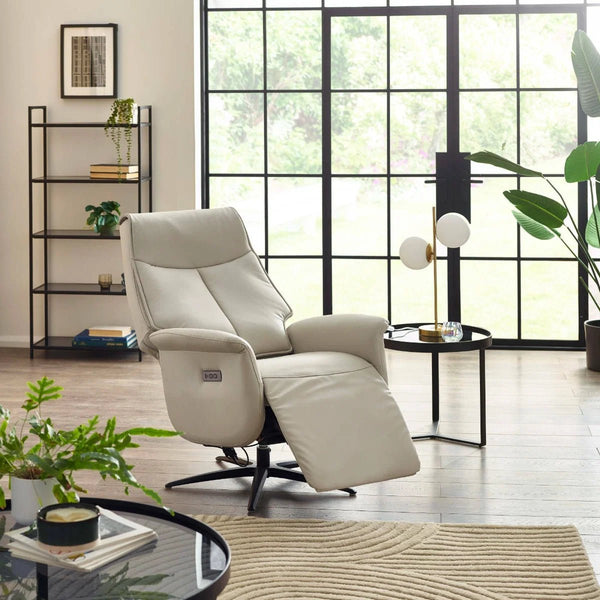 Sofia Grey Dual Motor Power Recliner Chair with USB Charging Port & Swivel Star Base - Sleek Furniture