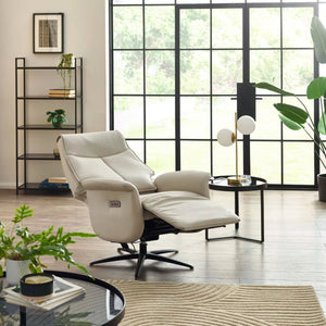 Sofia Grey Dual Motor Power Recliner Chair with USB Charging Port & Swivel Star Base - Sleek Furniture