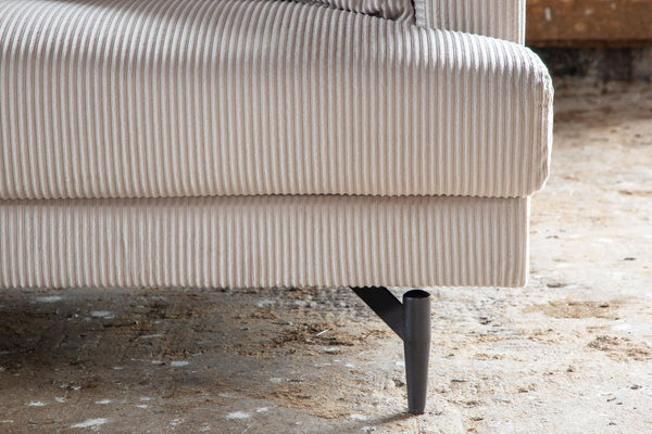 Mmilo Sofia 3-Seater Sofa, Black/Beige Corduroy | Modern Retro Design with Metal Legs