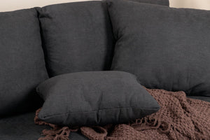 Mmilo Sofia 3-Seater Sofa, Black Fabric – Elegant Nordic Design with Metal Legs