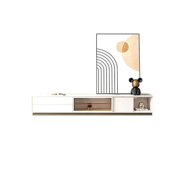 Sogo Rotating Round Coffee Table Set with TV Stand, Sintered Stone Top, Glass Storage Shelf, Modern Living Room Furniture - Sleek Furniture