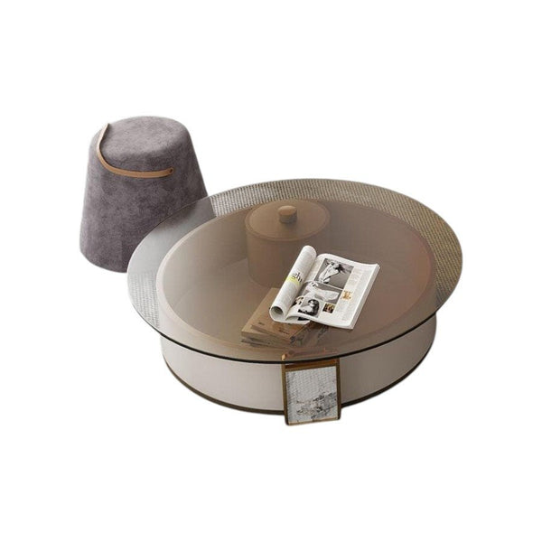 Sogo Rotating Round Coffee Table Set with TV Stand, Sintered Stone Top, Glass Storage Shelf, Modern Living Room Furniture - Sleek Furniture