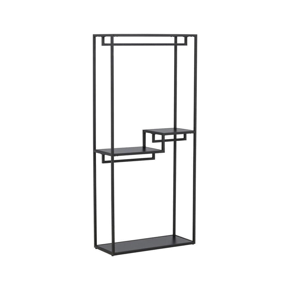 Staal Clothing Hanger, Black | Modern Steel Clothes Rack with Shelves