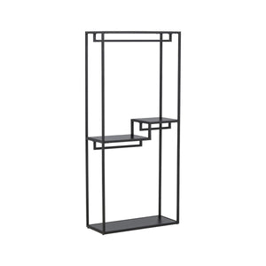 Staal Clothing Hanger, Black | Modern Steel Clothes Rack with Shelves