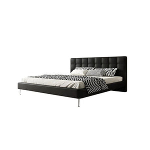 Stella King Size / Super King Size Upholstered Bed Frame, Black PU Leather Contemporary Wooden Base Bed - Sleek Furniture