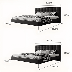 Stella King Size / Super King Size Upholstered Bed Frame, Black PU Leather Contemporary Wooden Base Bed - Sleek Furniture
