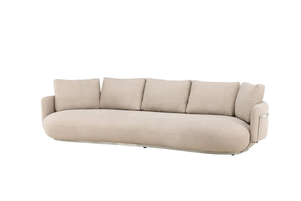 Stellar 4-Seater Sofa in Beige | Modern Fabric Couch with Cushions | Contemporary Living Room Sofa by Venture Homes