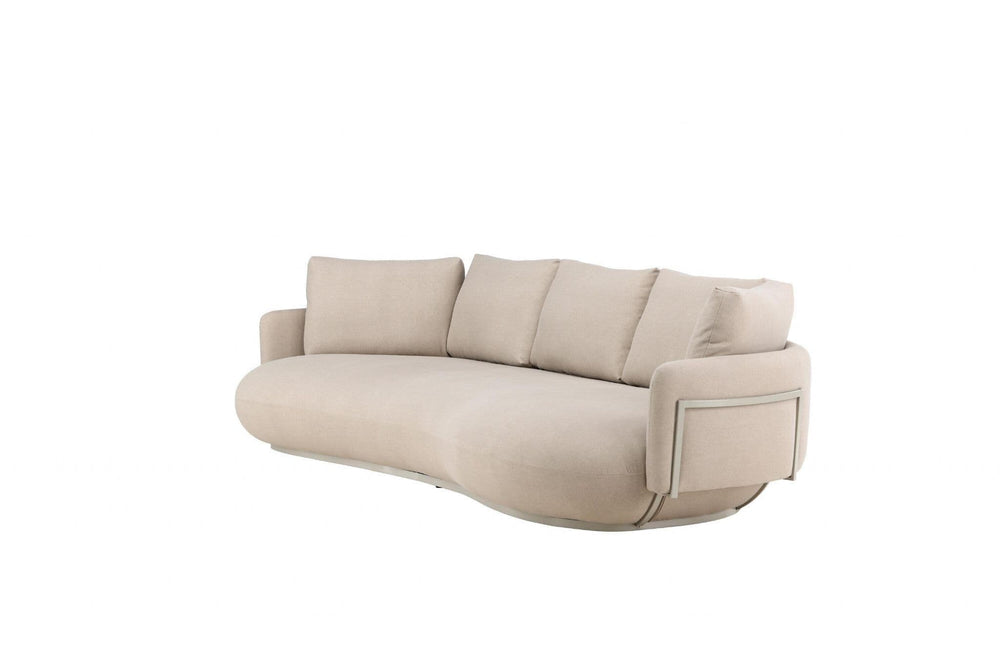Stellar 4-Seater Sofa in Beige | Modern Fabric Couch with Cushions | Contemporary Living Room Sofa by Venture Homes