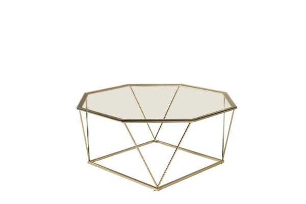 Mmilo Österlen Octagonal Sofa Table 100 cm | Gold Steel Frame with Glass Top, Modern Coffee Table