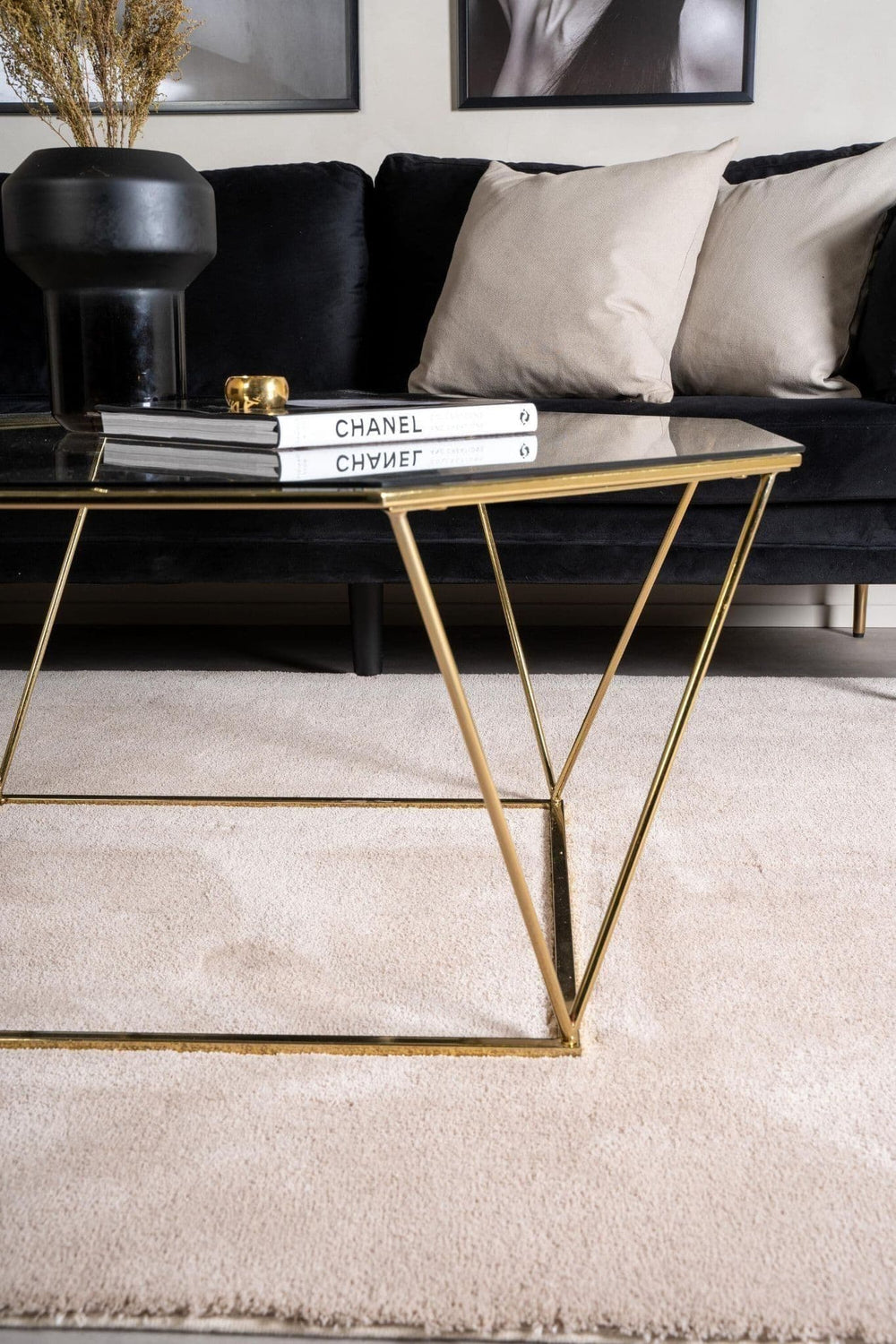 Mmilo Österlen Octagonal Sofa Table 100 cm | Gold Steel Frame with Glass Top, Modern Coffee Table