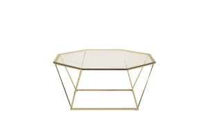 Mmilo Österlen Octagonal Sofa Table 100 cm | Gold Steel Frame with Glass Top, Modern Coffee Table