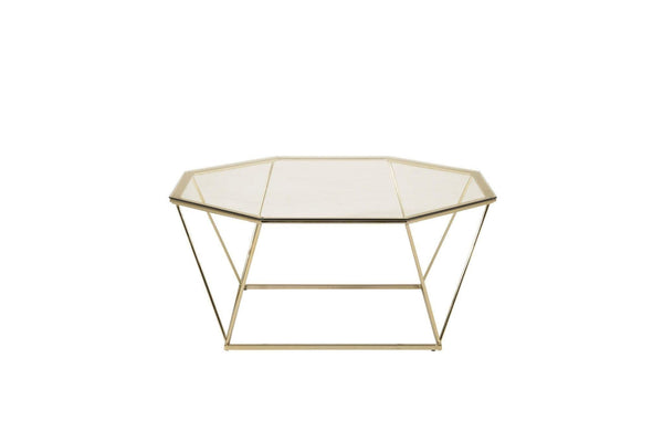 Mmilo Österlen Octagonal Sofa Table 100 cm | Gold Steel Frame with Glass Top, Modern Coffee Table