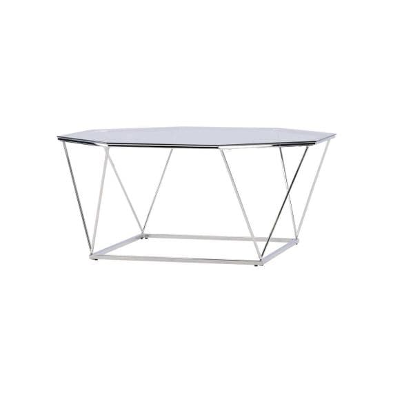 Mmilo Österlen Coffee Table 100 cm – Round Glass Table with Silver Steel Frame, Modern Luxury Design