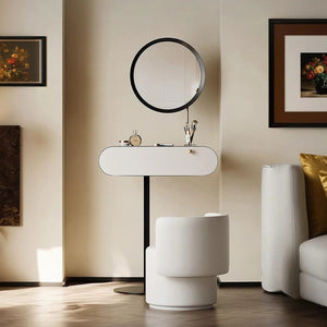 Suzuki Slimline Dressing Table with Mirror & Stool, Small Vanity Makeup Desk with Storage, Modern Bedroom Dressing Table Set - Sleek Furniture