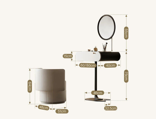 Suzuki Slimline Dressing Table with Mirror & Stool, Small Vanity Makeup Desk with Storage, Modern Bedroom Dressing Table Set - Sleek Furniture