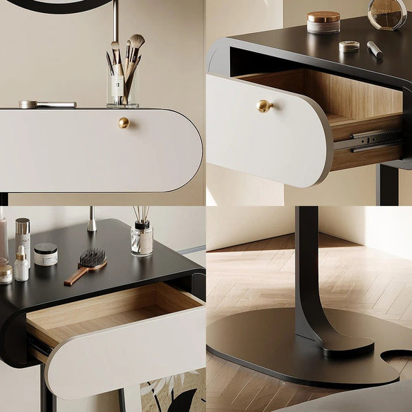 Suzuki Slimline Dressing Table with Mirror & Stool, Small Vanity Makeup Desk with Storage, Modern Bedroom Dressing Table Set - Sleek Furniture