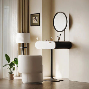 Suzuki Slimline Dressing Table with Mirror & Stool, Small Vanity Makeup Desk with Storage, Modern Bedroom Dressing Table Set - Sleek Furniture