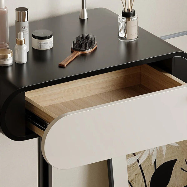 Suzuki Slimline Dressing Table with Mirror & Stool, Small Vanity Makeup Desk with Storage, Modern Bedroom Dressing Table Set - Sleek Furniture