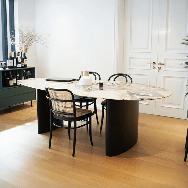 Tambo Pebble Shape Dining Table, Sintered Stone Top, Modern Luxury Dining Table - Sleek Furniture