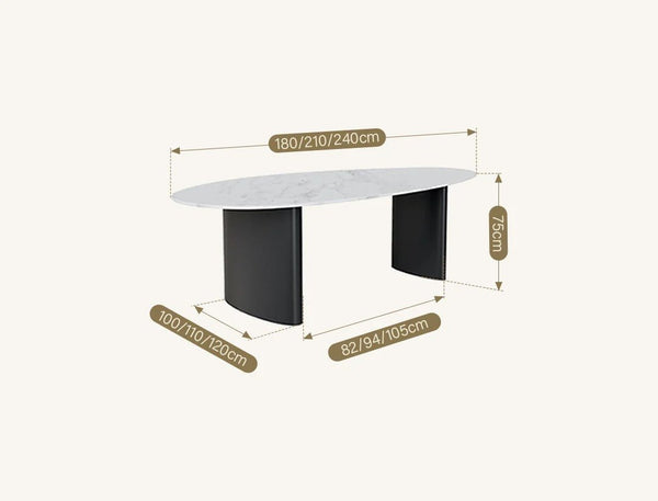 Tambo Pebble Shape Dining Table, Sintered Stone Top, Modern Luxury Dining Table - Sleek Furniture