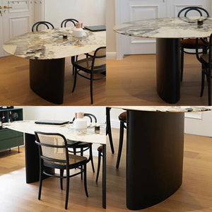 Tambo Pebble Shape Dining Table, Sintered Stone Top, Modern Luxury Dining Table - Sleek Furniture