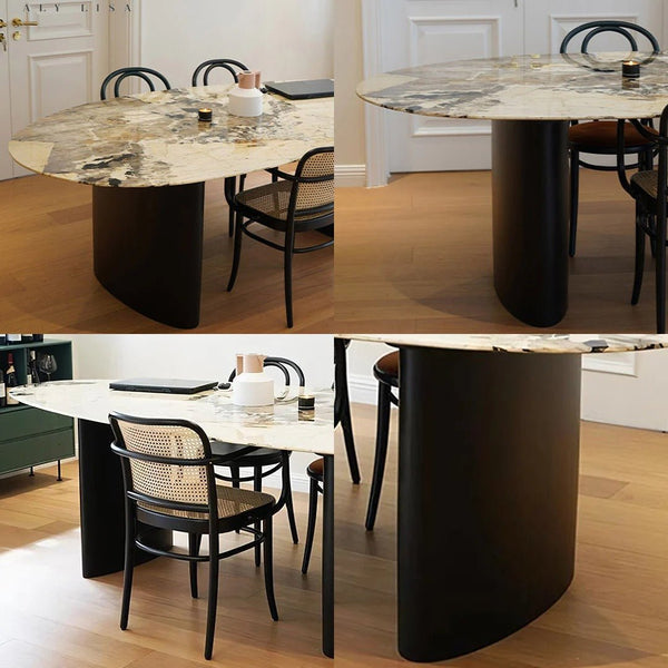 Tambo Pebble Shape Dining Table, Sintered Stone Top, Modern Luxury Dining Table - Sleek Furniture