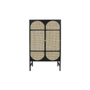 Tandy Black Rattan Wardrobe with Oak Effect Finish – Modern Double Door Storage Cabinet for Bedroom - Sleek Furniture