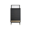 Tandy Contemporary Chest of Drawers with Mirror – Modern MDF Storage Cabinet with Wooden Finish & Metal Frame for Bedroom, Grey/Green - Sleek Furniture