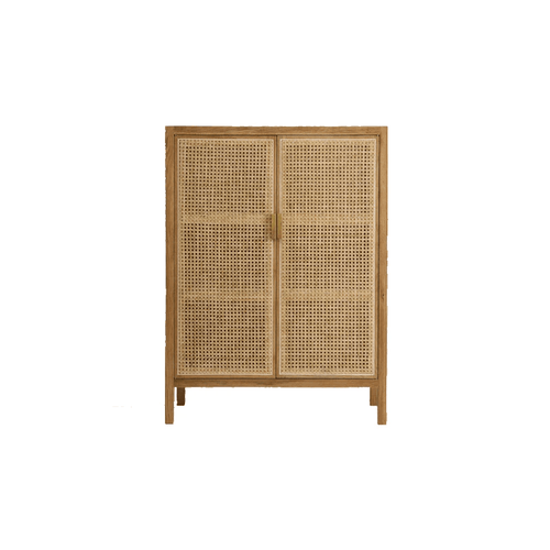 Tandy T3 Rattan Sideboard Cabinet – Hallway Storage Unit & Shoe Organizer, Modern Wooden Storage Cabinet with Rattan Doors, Oak & Black Finish - Sleek Furniture