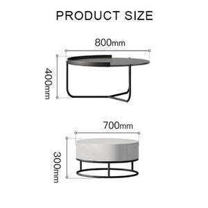 Teddy Black & Off White Nesting Coffee Table Set – Modern Painted Steel & MDF Round Accent Tables for Living Room - Sleek Furniture