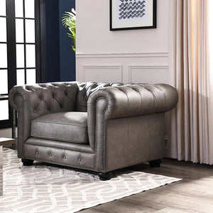 The Dorchester PU Leather Three Seater Sofa with Armchair – Contemporary Wooden Frame Living Room Set | Modern Comfortable 3-Seater Couch with Matching Armchair (Grey, Black, Brown) - Sleek Furniture