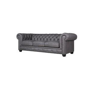 The Dorchester PU Leather Three Seater Sofa with Armchair – Contemporary Wooden Frame Living Room Set | Modern Comfortable 3-Seater Couch with Matching Armchair (Grey, Black, Brown) - Sleek Furniture
