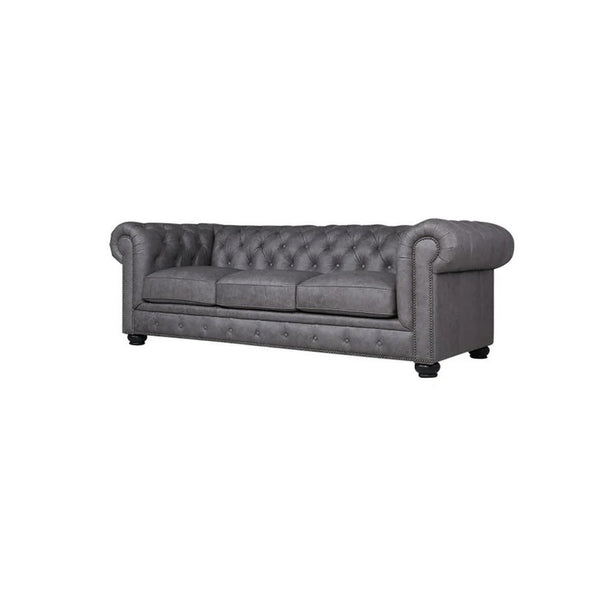 The Dorchester PU Leather Three Seater Sofa with Armchair – Contemporary Wooden Frame Living Room Set | Modern Comfortable 3-Seater Couch with Matching Armchair (Grey, Black, Brown) - Sleek Furniture
