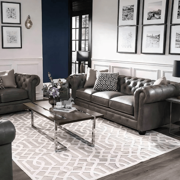 The Dorchester PU Leather Three Seater Sofa with Armchair – Contemporary Wooden Frame Living Room Set | Modern Comfortable 3-Seater Couch with Matching Armchair (Grey, Black, Brown) - Sleek Furniture