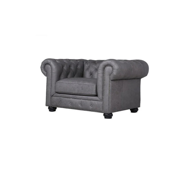 The Dorchester PU Leather Three Seater Sofa with Armchair – Contemporary Wooden Frame Living Room Set | Modern Comfortable 3-Seater Couch with Matching Armchair (Grey, Black, Brown) - Sleek Furniture