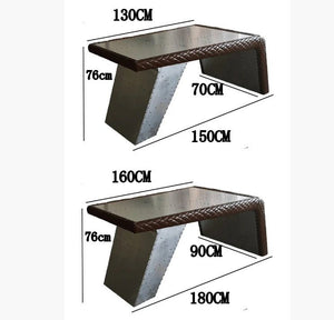 Timothy Oulton Aviator Aviation Aluminium Office Desk with PU Leather Finish – Contemporary Modern Executive Writing Desk (Silver) - Sleek Furniture