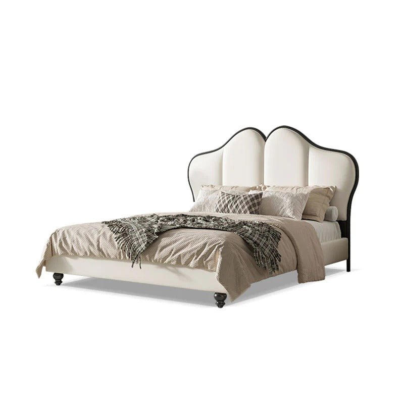 Tracy Cream Upholstered Bed Frame – King Size / Super King Size Luxury Wooden Bed with PU Leather Finish (Cream) - Sleek Furniture