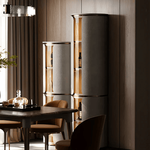 Triton Corner Wine Rack & Drinks Cabinet – PU Leather Wine Storage Unit with Glass Display, Stainless Steel Accents, Modern Home Bar Furniture - Sleek Furniture