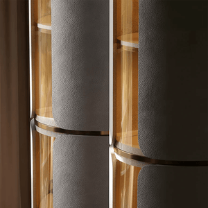 Triton Corner Wine Rack & Drinks Cabinet – PU Leather Wine Storage Unit with Glass Display, Stainless Steel Accents, Modern Home Bar Furniture - Sleek Furniture