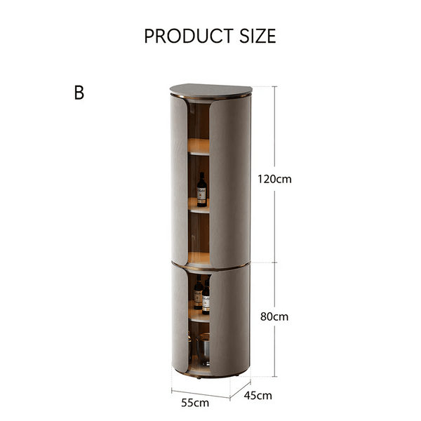 Triton Corner Wine Rack & Drinks Cabinet – PU Leather Wine Storage Unit with Glass Display, Stainless Steel Accents, Modern Home Bar Furniture - Sleek Furniture