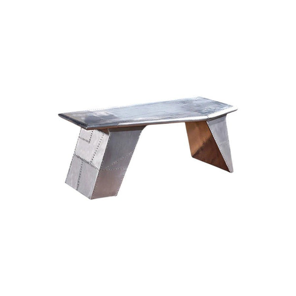 U8 Aviator Aluminium Office Desk – Contemporary Aviation Style Desk, Silver Finish, Modern Industrial Workspace Table (No Assembly Required) - Sleek Furniture