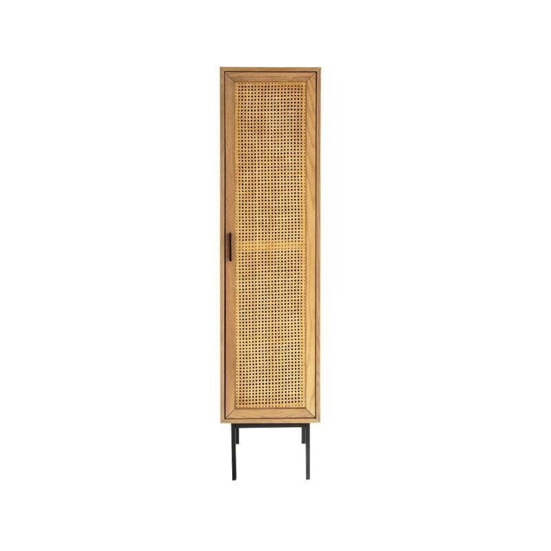 Uno G4 Single Rattan Wardrobe – Oak Finish Wooden & Metal Frame Storage Cabinet with Natural Rattan Doors | Contemporary Bedroom Closet Furniture - Sleek Furniture