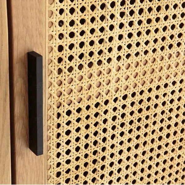 Uno G4 Single Rattan Wardrobe – Oak Finish Wooden & Metal Frame Storage Cabinet with Natural Rattan Doors | Contemporary Bedroom Closet Furniture - Sleek Furniture