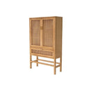 Uno G9 Rattan Sideboard – Modern Storage Cabinet, Bookcase & Wardrobe Unit, Wooden Rattan Door Console with Shelving, Oak & Black Finish - Sleek Furniture