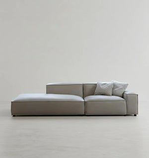 Valdemar Four Seater Leathaire Sofa – Modern Contemporary Grey Sofa with High Density Sponge Cushions | Stylish Living Room Seating - Sleek Furniture