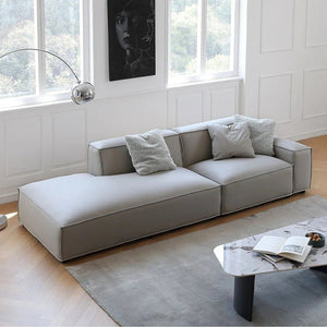 Valdemar Three Seater Corner Sofa in Leathaire – Modern L-Shaped Living Room Sofa with High Density Sponge Cushioning, Grey - Sleek Furniture