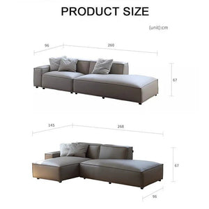Valdemar Three Seater Corner Sofa in Leathaire – Modern L-Shaped Living Room Sofa with High Density Sponge Cushioning, Grey - Sleek Furniture