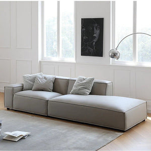 Valdemar Three Seater Corner Sofa in Leathaire – Modern L-Shaped Living Room Sofa with High Density Sponge Cushioning, Grey - Sleek Furniture